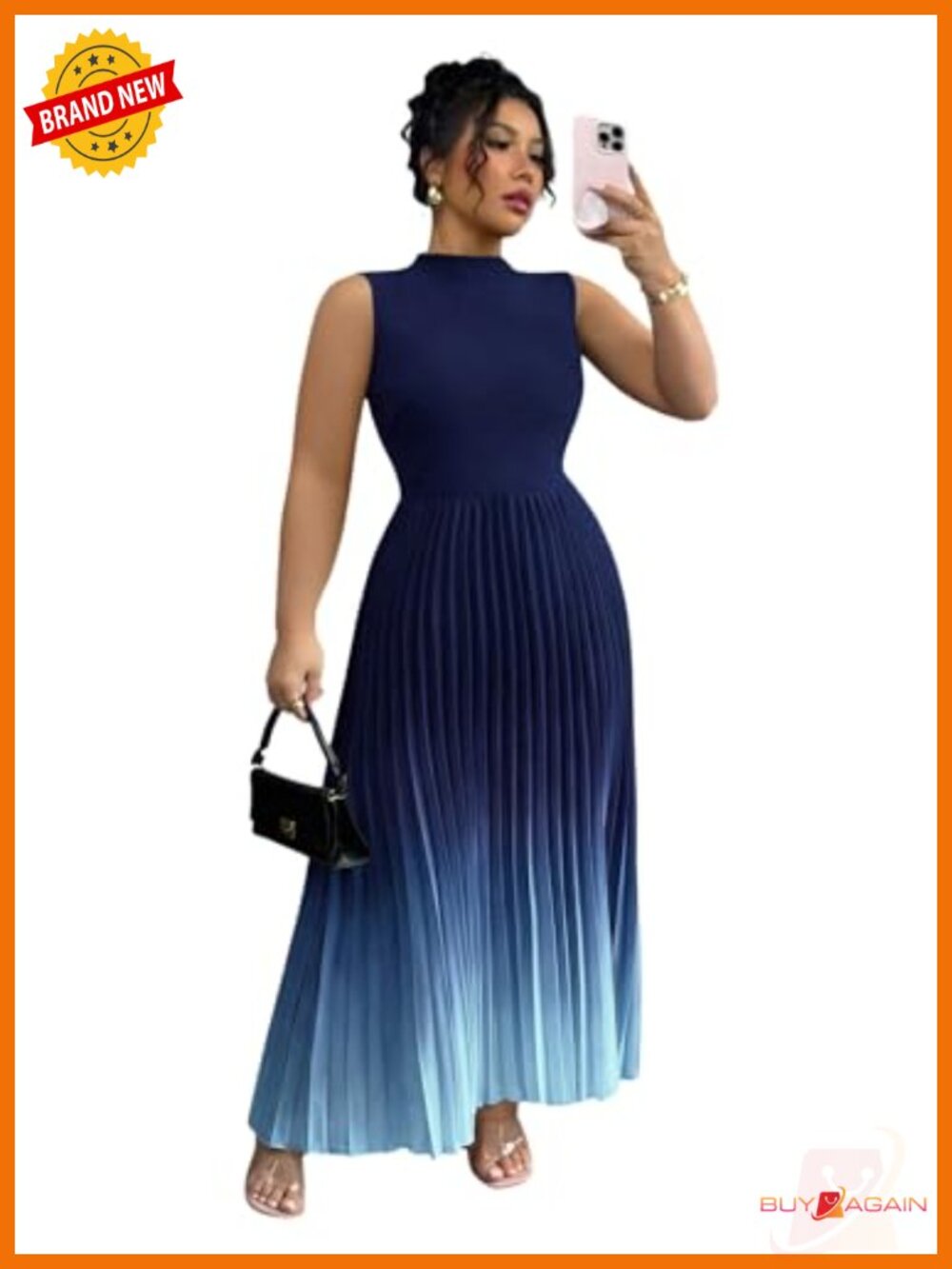 Women's Plus Size Sleeveless Flowy Maxi Dress Mock Neck A-Line Party